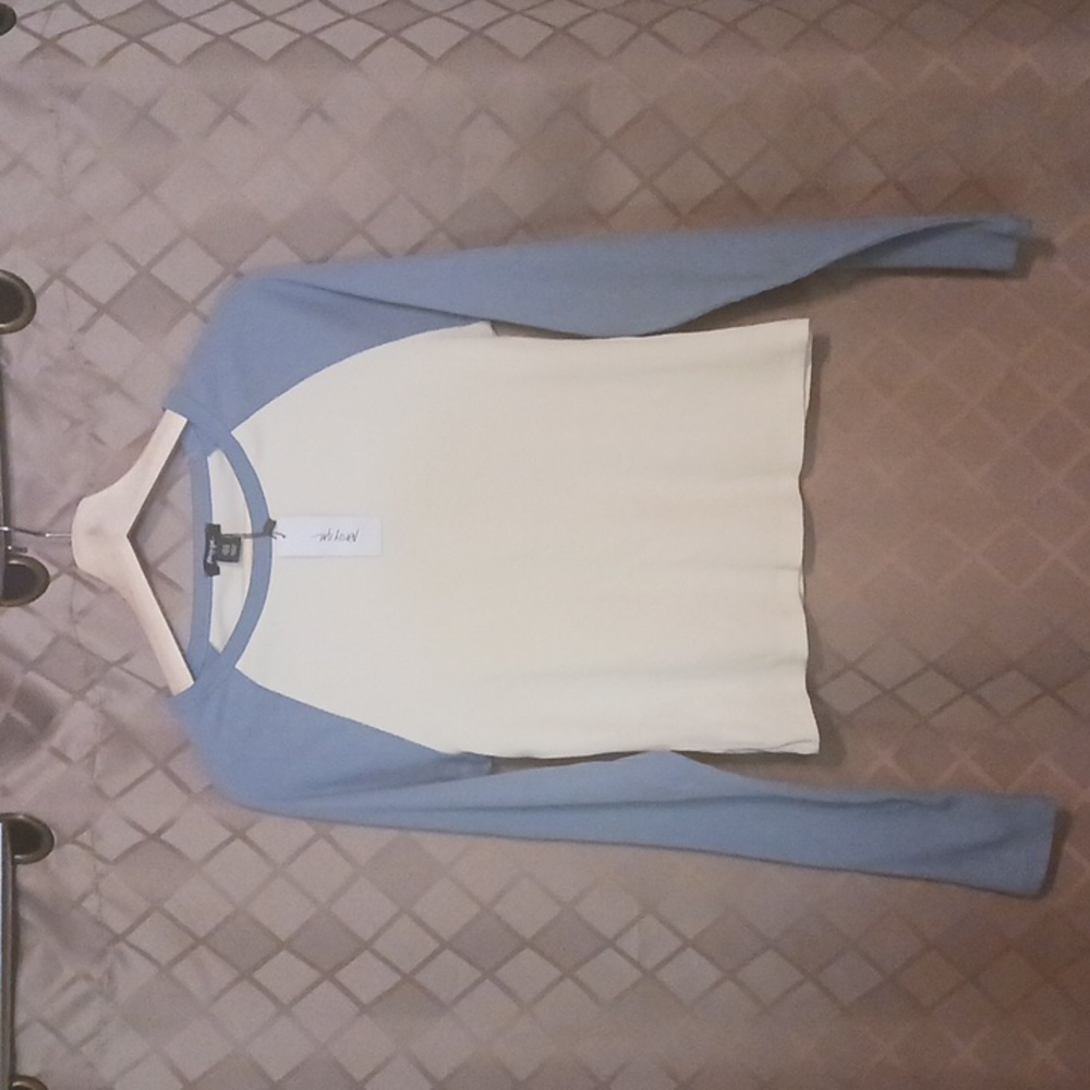 Nasty Gal blue contrast sleeve rib T-shirt